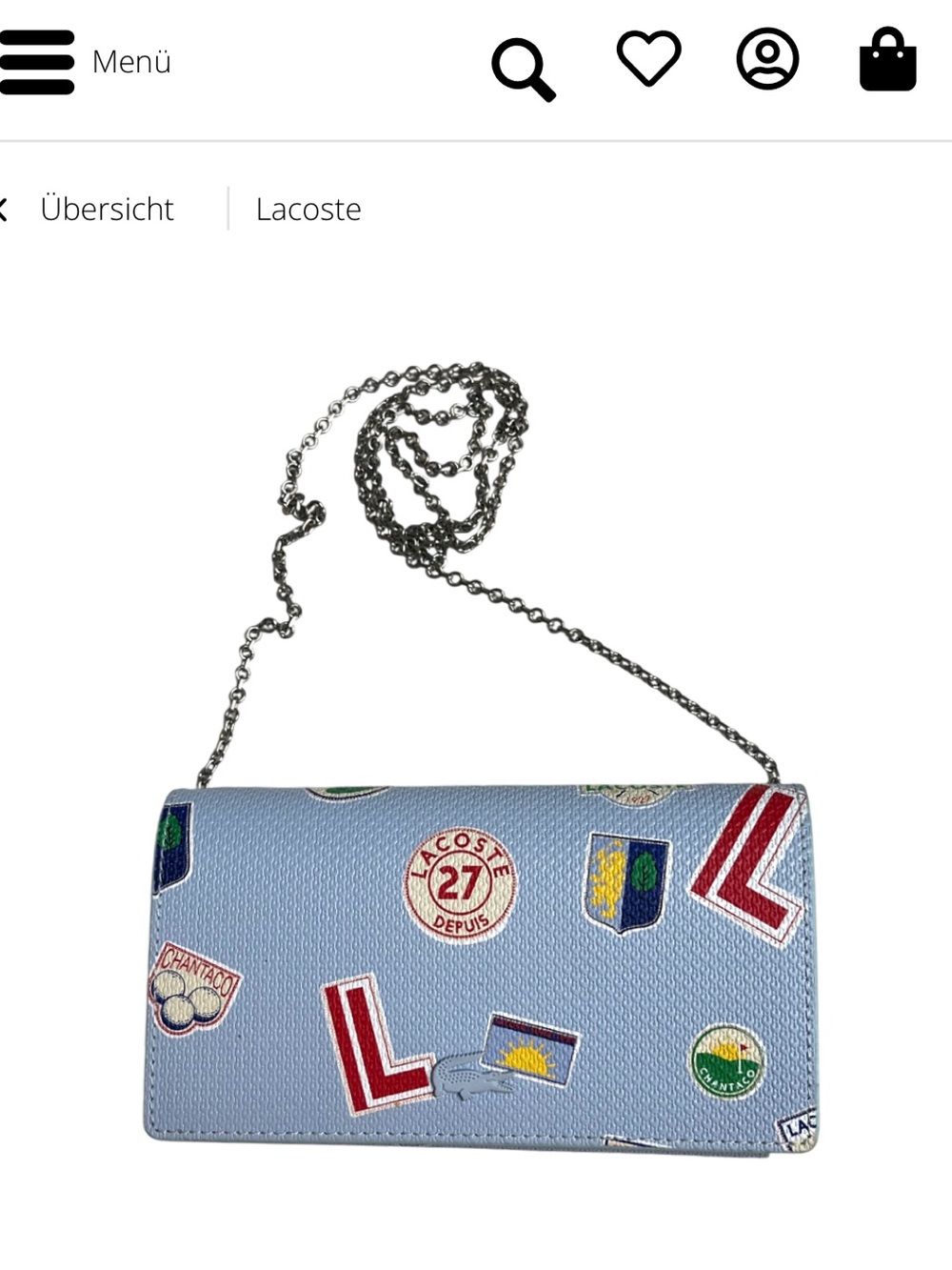 Lacoste leather clutch wallet with removable chain